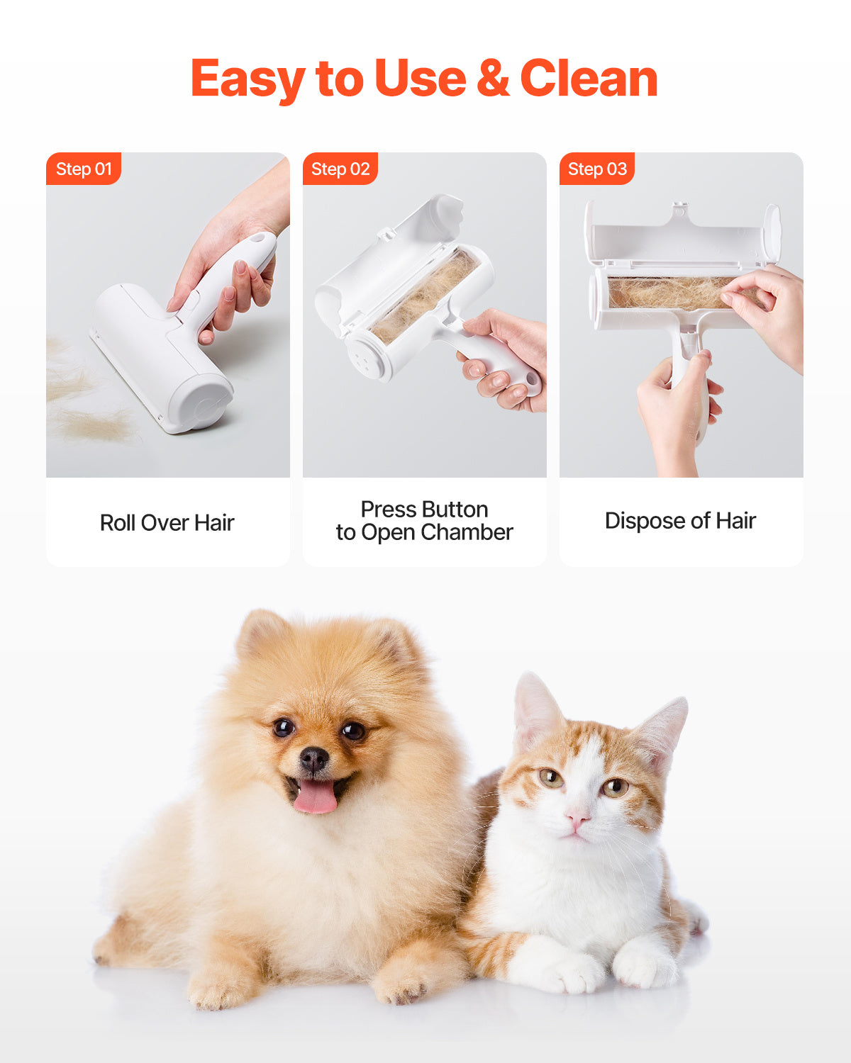 Pet Hair Remover Roller Reusable Dual-sided Lint Roller